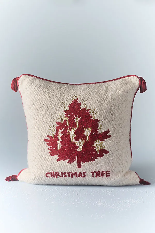 Molly Hatch Holiday Embroidered Pillow - Polyester/Cotton by Anthropologie