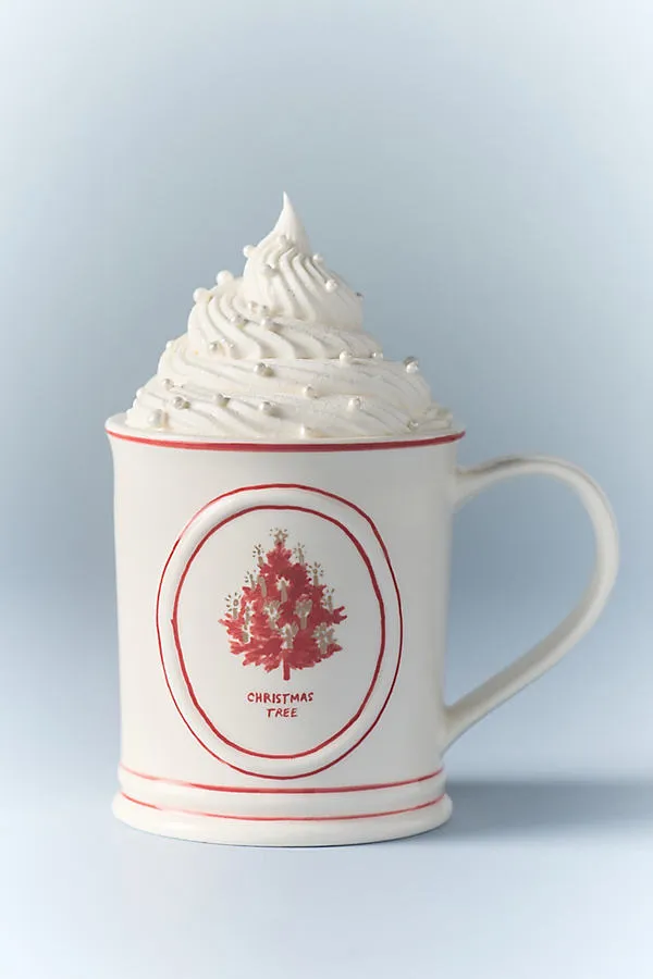 Stoneware Holiday Mug - Ivory by Anthropologie