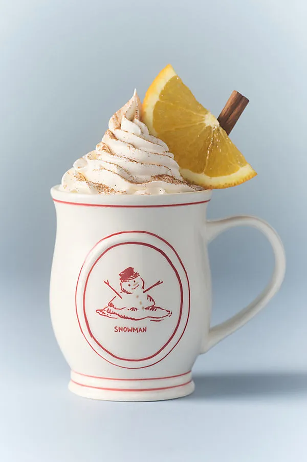 Stoneware Holiday Mug - White by Anthropologie