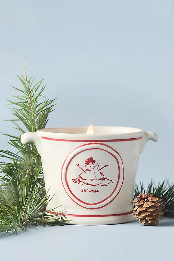 Woody Juniper & Cedar Ceramic Candle - Red, Cotton by Anthropologie