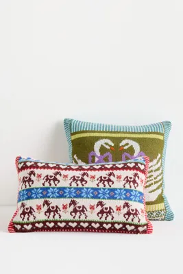Acrylic Knit Jacquard Cushion - Green alternate view