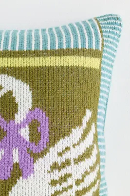 Acrylic Knit Jacquard Pillow - Green, Polyester by Anthropologie, image 2