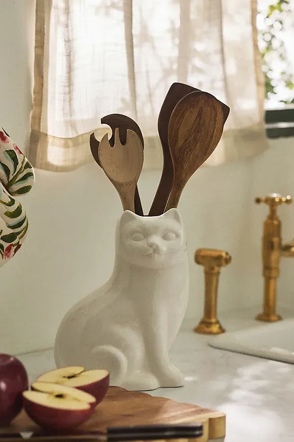 Stoneware Utensil Crock - White by Anthropologie