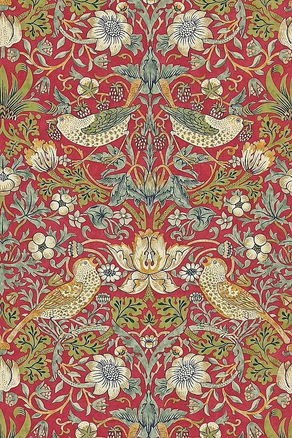 Strawberry Thief Flock-Effect Wallpaper - Red product