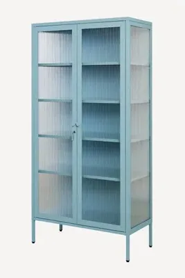 Collector Cabinet with Reeded Glass Doors - Blue by Anthropologie, image 2