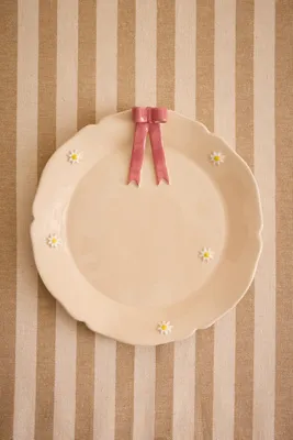 Bow Side Plate - Pink, Glazed Stoneware by Anthropologie, image 2