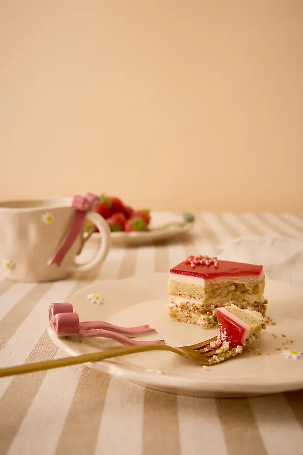 Bow Side Plate - Pink, Glazed Stoneware by Anthropologie