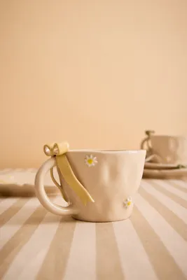 Stoneware Bow Mug - Yellow by Anthropologie, image 2