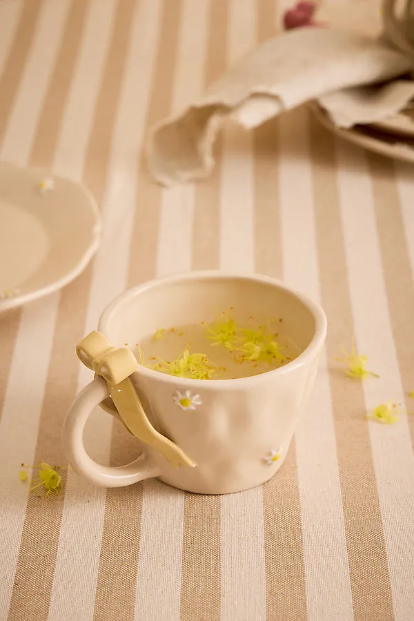 Stoneware Bow Mug - Yellow by Anthropologie