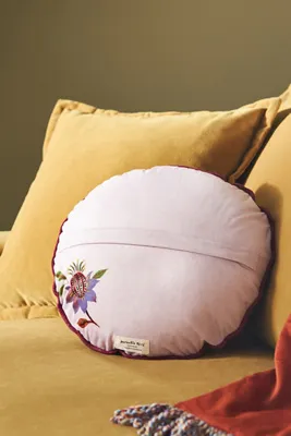 Anthropologie Embroidered Velvet Round Cushion - Purple alternate view