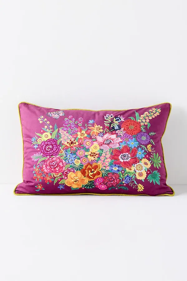 Nathalie Lété Embroidered Velvet Pillow - Pink product