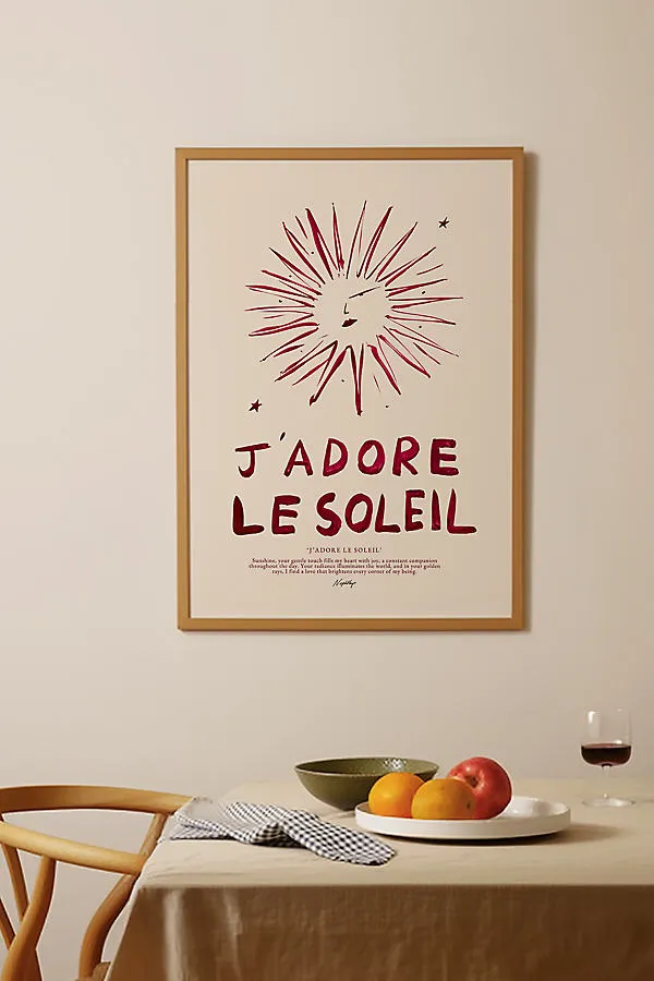 J'adore Le Soleil A3 Art Print - Red by Anthropologie