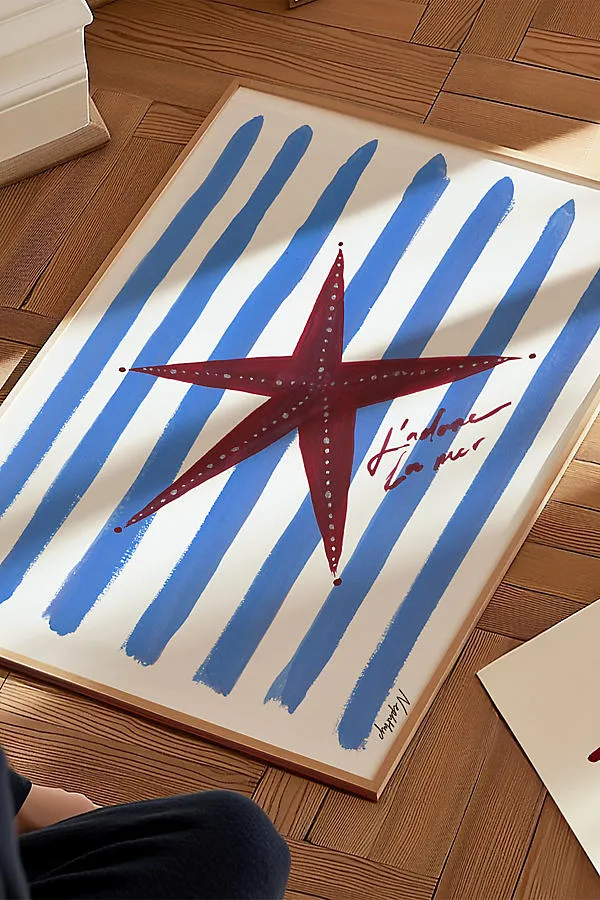 J'adore Starfish Art Print - A3, Cotton by Anthropologie