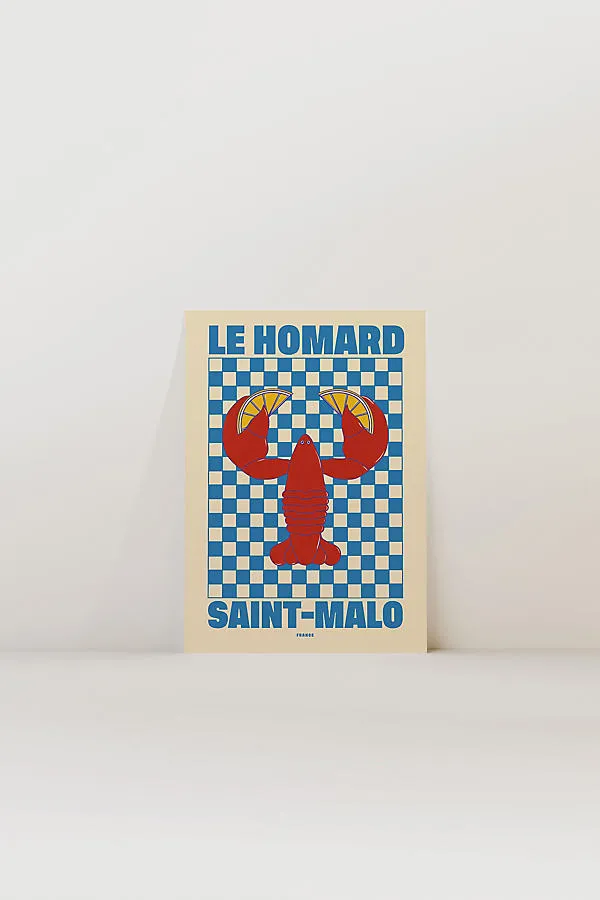 Le Homard A3 Art Print - Blue, Cotton product