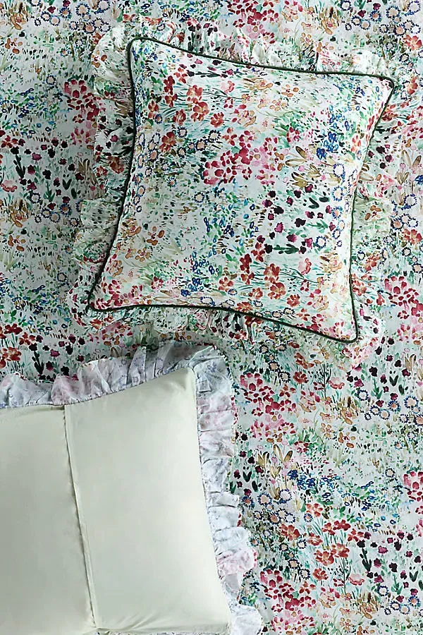 Cotton Sateen Floral Printed Ruffle Euro Sham product