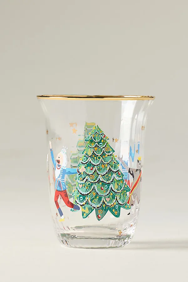 Holiday Illustration Glass - Gold Rim by Anthropologie
