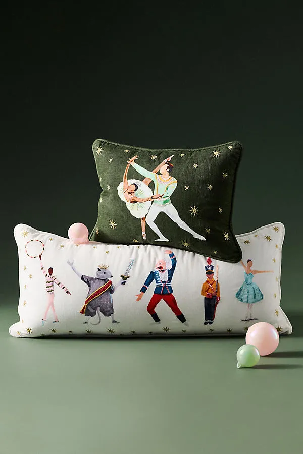 New York City Ballet Cotton Woven Pillow - Green by Anthropologie, alternate view