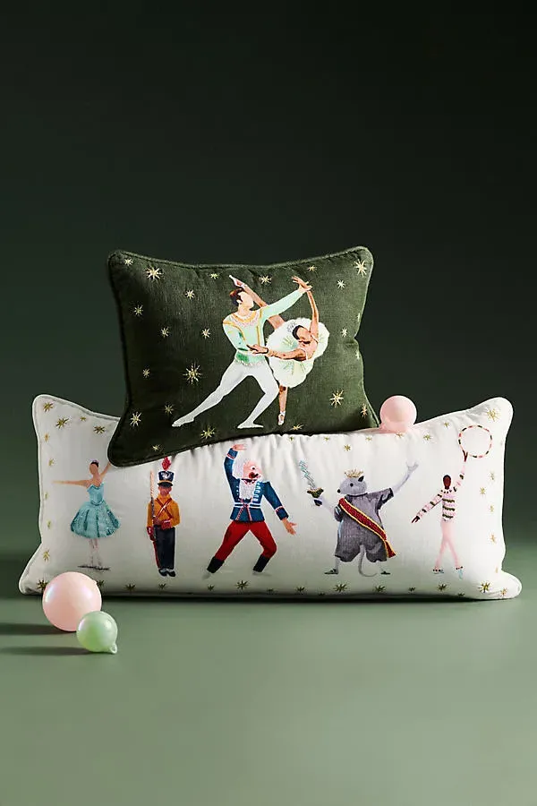 New York City Ballet Cotton Woven Pillow - White by Anthropologie