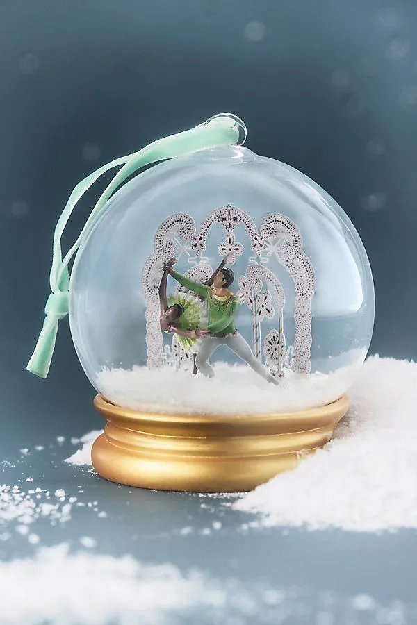 New York City Ballet Nutcracker Glass Snowglobe Ornament - Green by Anthropologie