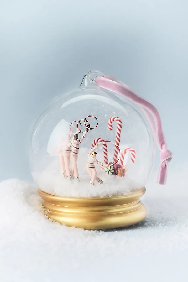 New York City Ballet Nutcracker Glass Snowglobe Ornament - Red by Anthropologie