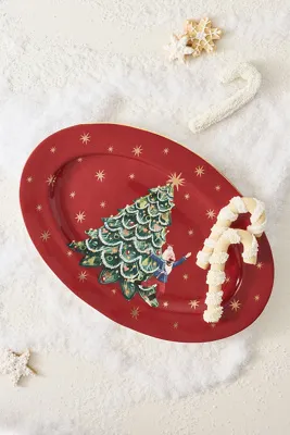 New York City Ballet Stoneware Platter - Red by Anthropologie, alternate view