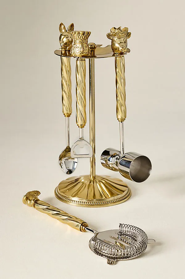 Nutcracker Bar Tools Set of 4 - Silver by Anthropologie