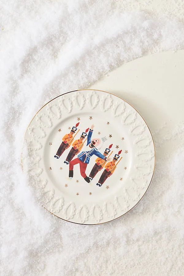 Nutcracker Stoneware Dessert Plate - Blue by Anthropologie