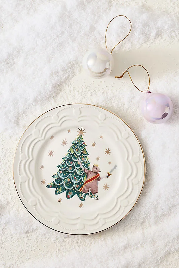Nutcracker Stoneware Dessert Plate - Grey by Anthropologie