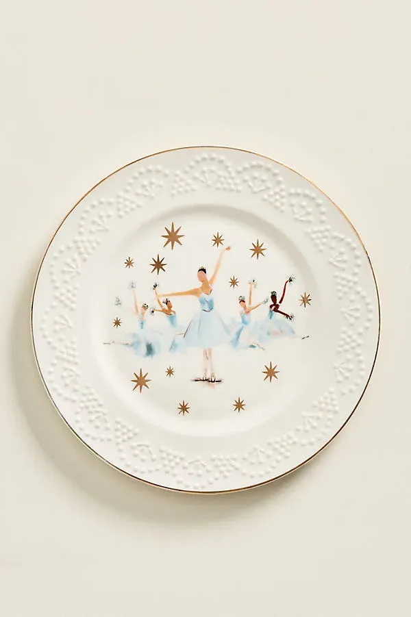 Nutcracker Stoneware Dessert Plate - Pink by Anthropologie