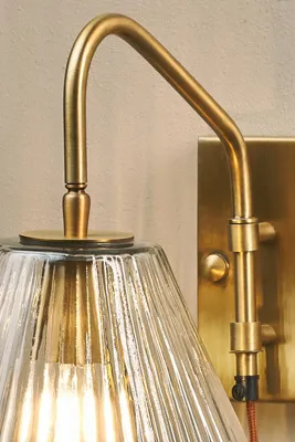 Akoli Fluted Glass Wall Lamp - Antique Brass product