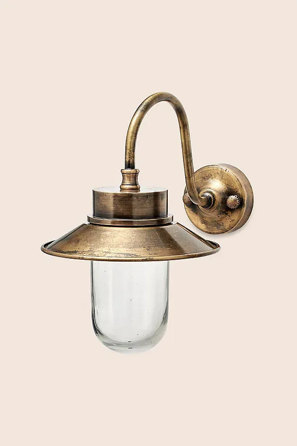 Alwar Outdoor Wall Light - Antique Brass, Glass product