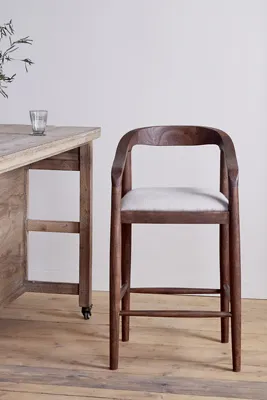 Anbu Acacia Upholstered Counter Chair - Brown, Linen product