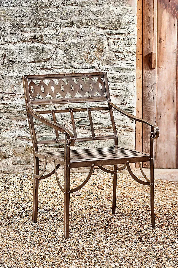 Bahula Iron Chair with Patterned Back - Brown product