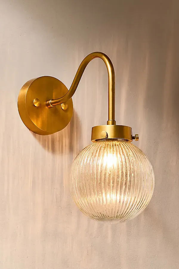 Konnie Globe Bathroom Wall Light - Brass, Glass product