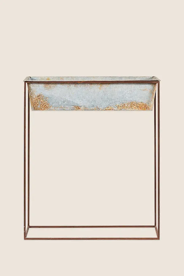 Narlu Wide Standing Planter - Aged Zinc product