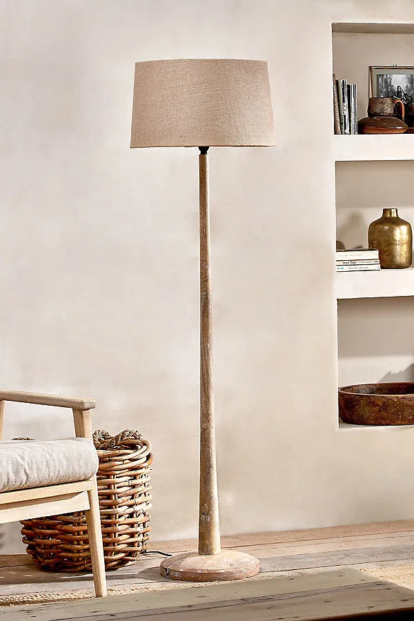 Sahar Mango Wood Floor Lamp - Beige product