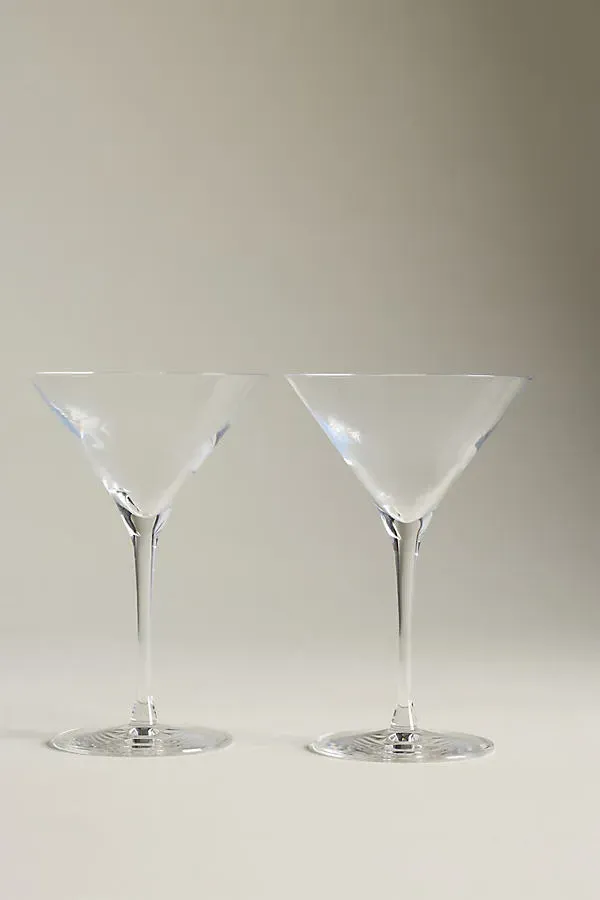 Vintage Martini Glasses Set of 2 - Clear, Crystal by Anthropologie, alternate view