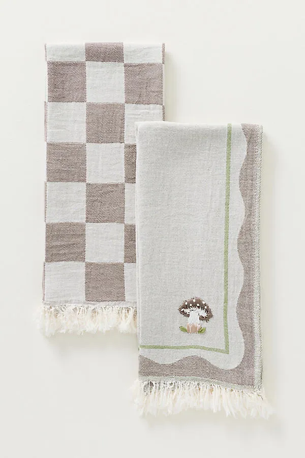 Dish Towels Set of 2 - Beige, Cotton by Anthropologie