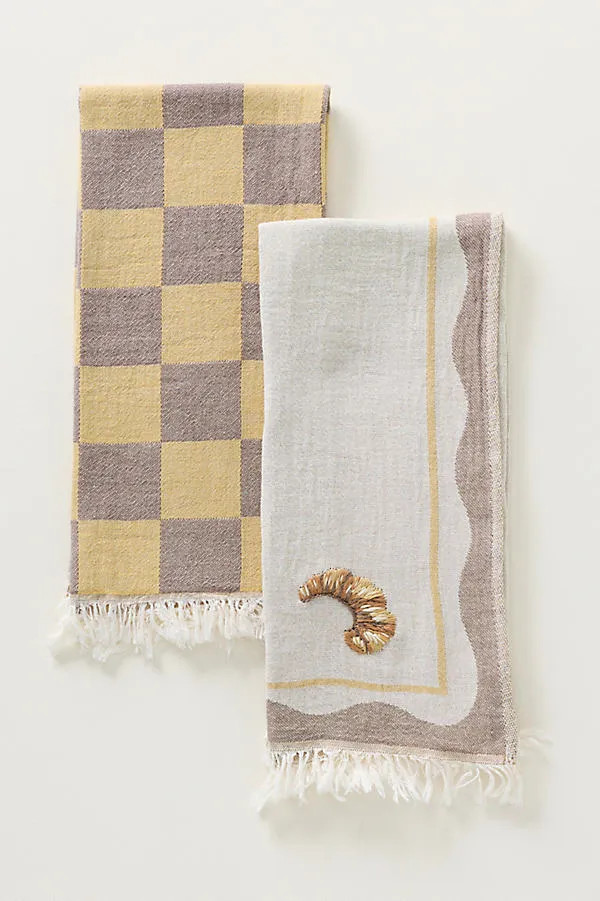 Dish Towels Set of 2 - Brown, Cotton by Anthropologie