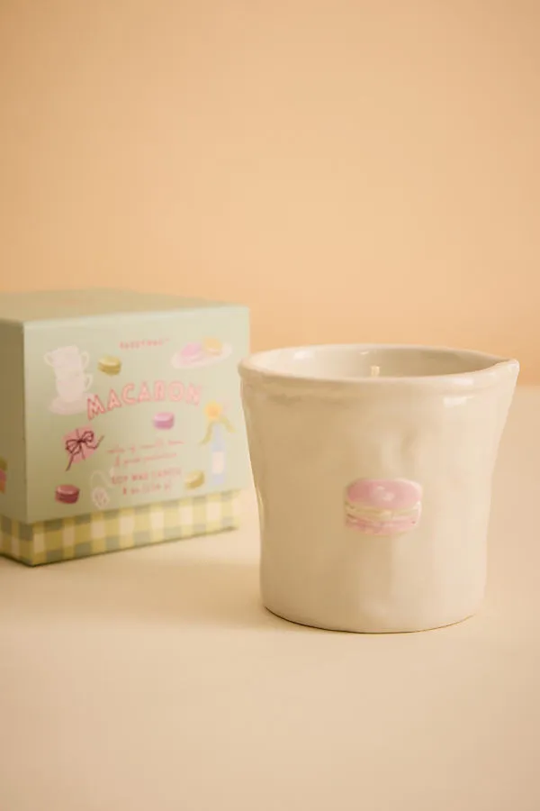 Bistro Amber & Pistachio Macaron Ceramic Candle by Anthropologie, alternate view