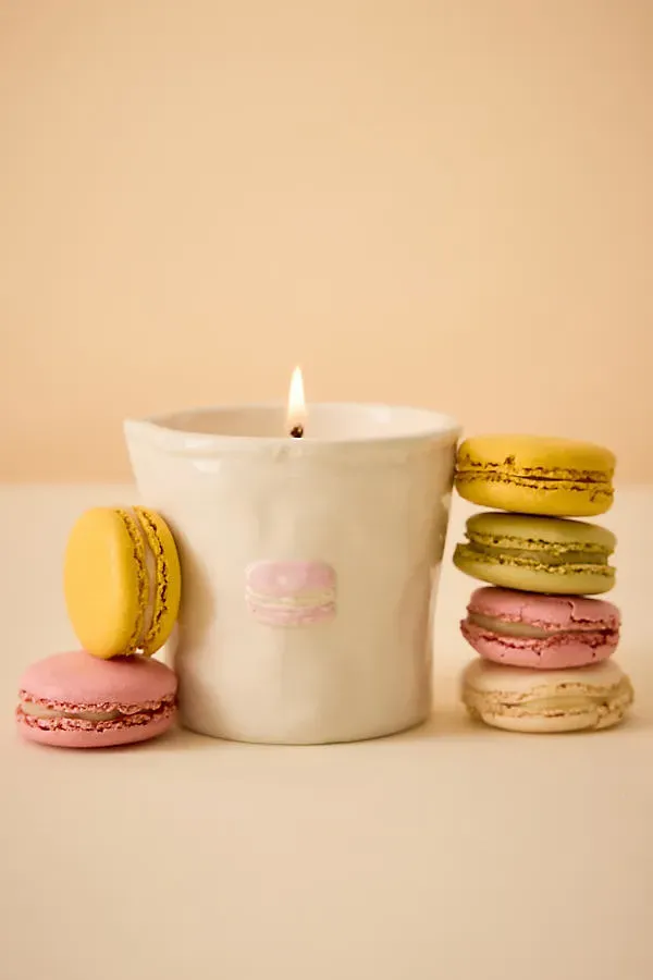 Bistro Amber & Pistachio Macaron Ceramic Candle by Anthropologie