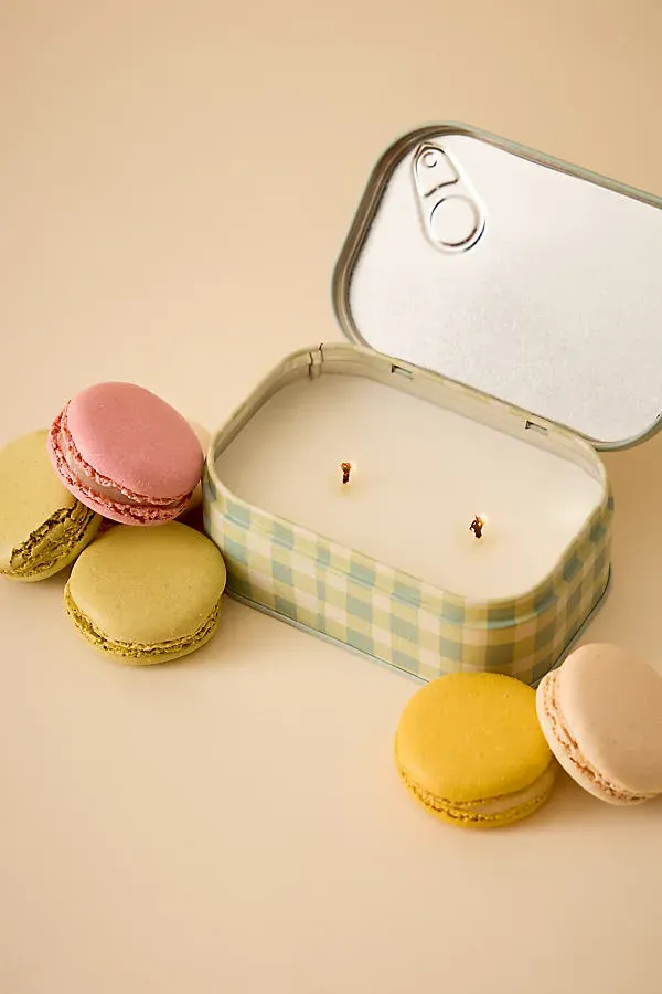 Bistro Amber & Pistachio Macaron Printed Tin Candle - Green by Anthropologie, alternate view