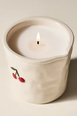 Bistro Cherry Icon Ceramic Candle - Orange, Cotton product