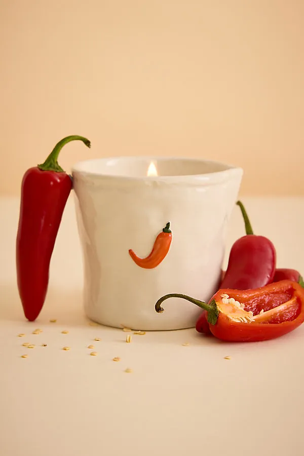 Bistro Chilli & Mango Piment Ceramic Candle - Orange by Anthropologie