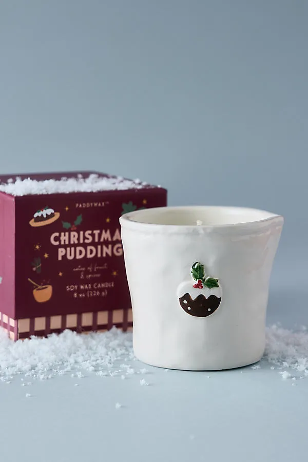 Bistro Christmas Pudding Ceramic Candle - Red by Anthropologie, alternate view