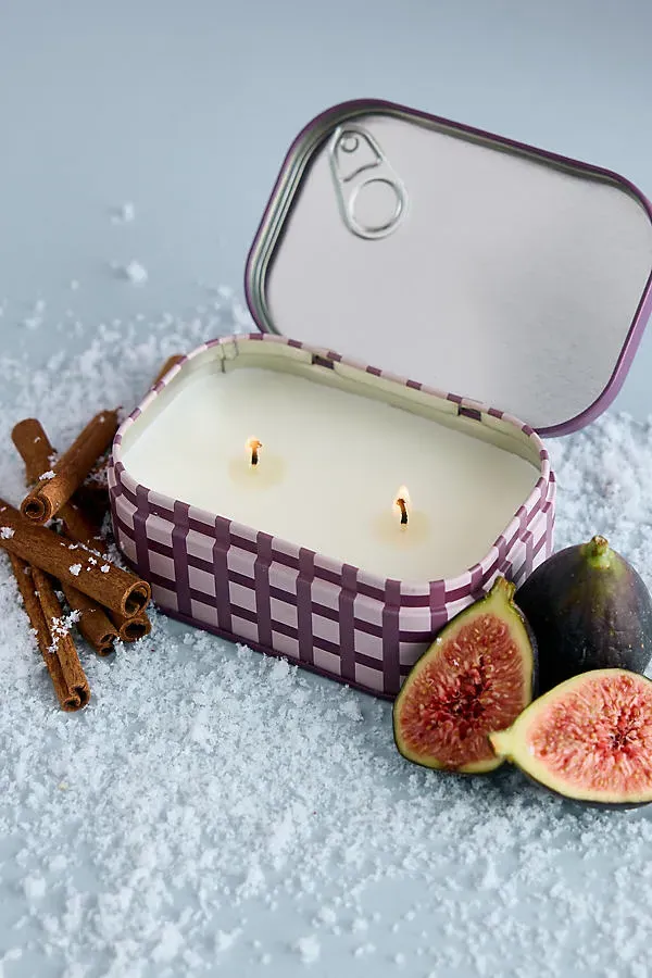 Bistro Christmas Pudding Printed Tin Candle - Red by Anthropologie, alternate view