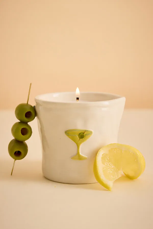 Bistro Lemon & Violet Martini Ceramic Candle - Pink by Anthropologie