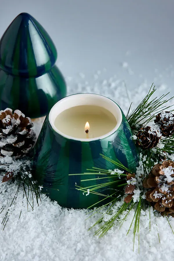 Cabana Balsam Fir Christmas Ceramic Tree Candle - Green by Anthropologie, alternate view