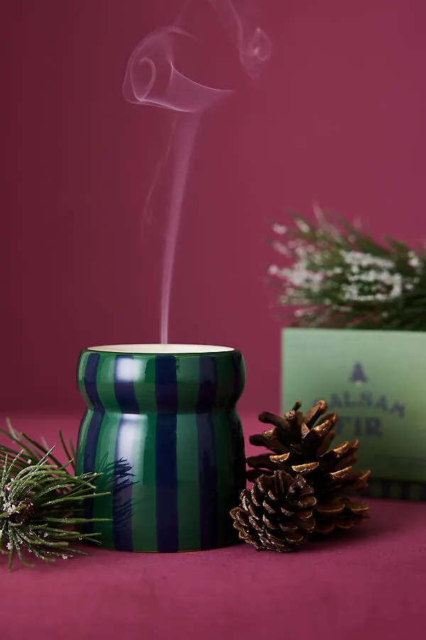Cabana Balsam Fir Striped Ceramic Candle by Anthropologie