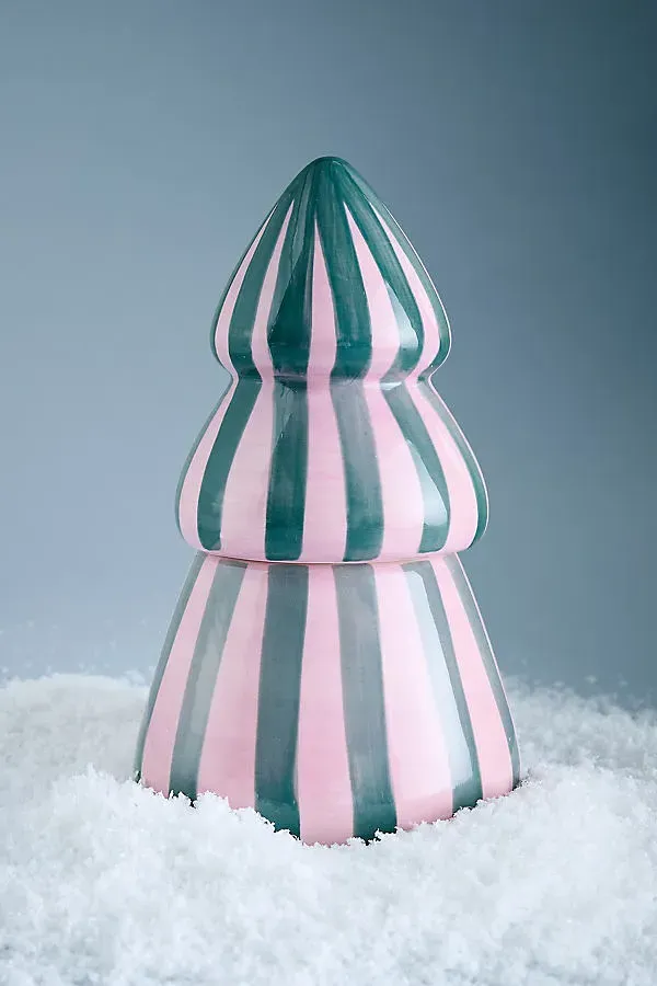 Cabana Cinnamon & Clove Christmas Ceramic Tree Candle - Pink by Anthropologie, alternate view